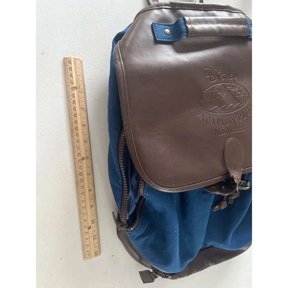 Disney Vacation Club Member Canvas Backpack Blue Brown DVC Rucksack Vintage